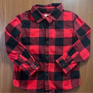 Cat & Jack Kids' Flannel Shirt 4T Red & Black Buffalo Plaid